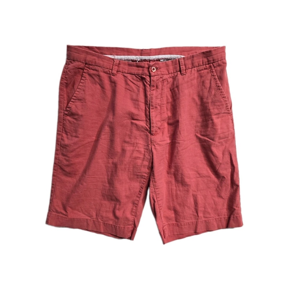 Cubavera Men's Linen Blend Short 36 Colar Red